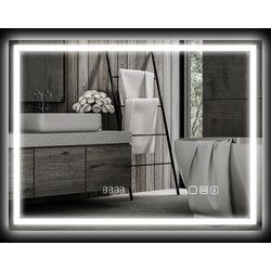 LED Badkamerspiegel met Verlichting, muziek en klok - Anti-condens - 60x80 cm
