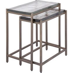 PTMD Lucinde Bijzettafel - 43 x 28 x 49 cm - Ijzer - Goud - Set van 2