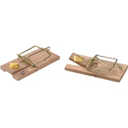 3 stuks - Muizenval hout 10x5cm set a 2 stuks - Nature