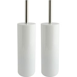 MSV Porto Toilet/wc-borstel houder - 2x - kunststof - wit - 38 cm - Toiletborstels