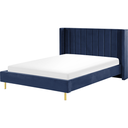 Beliani VILLETTE - Tweepersoonsbed-Blauw-Fluweel