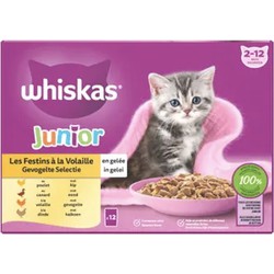 Junior Gevogelte Selectie in gelei maaltijdzakjes multipack 12x85g dierensnack