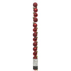 Decoris Kerstballen - mini - 3 cm - rood - kunststof - 14 delig - Kerstbal