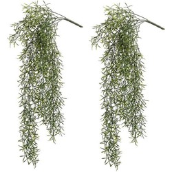 2x Groene gras kunstplant hangende tak 75 cm - Kunstplanten
