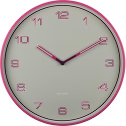 Wandklok Lined Numbers - Roze - Ø40cm