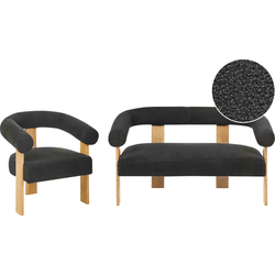 ILBRO - Bankenset - Zwart/Lichtbruin - Bouclé