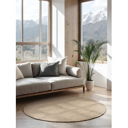 Handgeweven Jute vloerkleed - Bouclé Jaipur Crème - Ø 160 cm rond