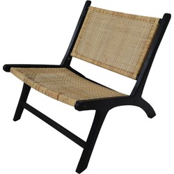 HSM Collection-Loungestoel Rotan-67x81x71-Zwart/Naturel-Rotan/Teak