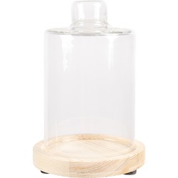 Clayre & Eef Stolp  Ø 11x17 cm Bruin Hout Glas Rond Glazen Stolp