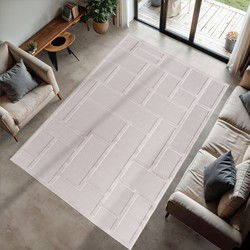 Binnen & Buiten vloerkleed - Zora Stellar Blocks - Creme - 140x200 cm