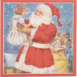 Clayre & Eef Servetten Papier Set van 20 33x33 cm Blauw Rood Kerstman