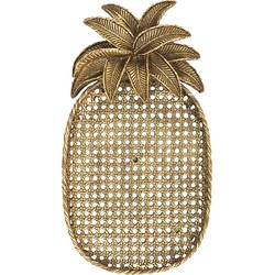 Clayre & Eef Decoratie schaal Ananas 40*22*4 cm Goudkleurig Kunststof Ovaal