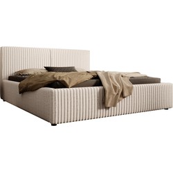 Meubella Tweepersoonsbed Infinity - Beige - Fluffy ribstof - 160x200 cm