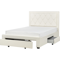 LIEVIN - Bed met opbergruimte - Crème - 140 x 200 cm - Fluweel