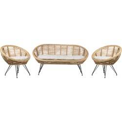 MARATEA - Loungeset 4-zits - Lichtbeige - Rotan