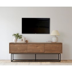 TV Meubel Milo Walnoot Zwart Melamine 140x50x40 cm