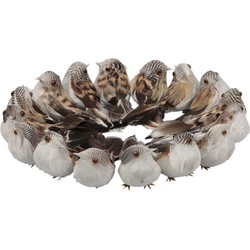 32x stuks stuks decoratie vogels/vogeltjes bruin op draad 9 cm - Kerststukjes