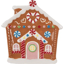 Clayre & Eef Ontbijtbord Gingerbread house 20x21x2 cm Bruin Keramiek Kerstdecoratie