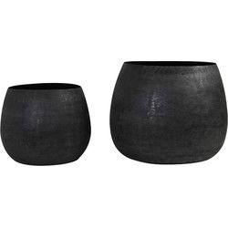 Light & Living - Pot GENOLU - Ø50x37.5cm - Zwart - Set van 2
