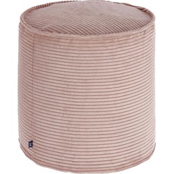 Kave Home - Wilma kleine poef in roze corduroy met brede naad, Ø 40 cm