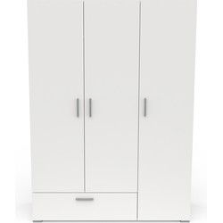 Kast met 3 deuren, 1 lade en kledingstang met legplank - L134,6 cm