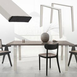 Set van 2 tafellopers Loft 90x72 cm zilver profiel 8x2 cm staal U-vorm ML-Design