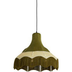 Light&living Hanglamp Ø50x44,5 cm MIZIA velvet groen+webbing naturel