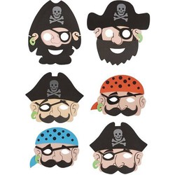 24 Stuks - Mix Piraten Maskers van Foam - Traktatie - Uitdeelcadeautjes - Mix soorten Piraat Maskers - Piraten Feest - Jongens