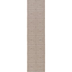 Safavieh Geometric Indoor/Outdoor Woven Area Rug, Beachhouse Collection, BHS123, in Creme & Brown, 61 X 244 cm