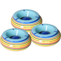 3x stuks huiskamer asbakken blauw 19 cm - Asbakken
