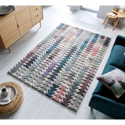 Archer vloerkleed - Laagpolig - 100% Wol - Geo Modern - Multi - 200 X 290 CM