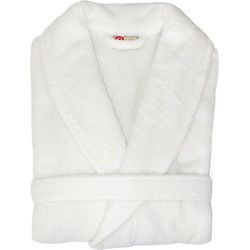 Twentse Damast Katoenen Badjas Wit  - Badjassen unisex - S/M
