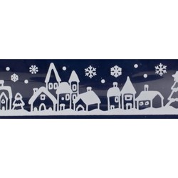 1x Witte kerst raamstickers witte stad met huizen 12,5 x 58,5 cm - Feeststickers