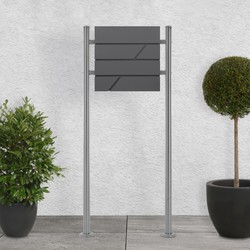 ML-Design brievenbus met krantenvak, antraciet, 37x11x37 cm, gemaakt van roestvrij staal