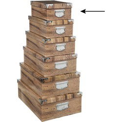 5Five Opbergdoos/box - Houtprint - L28 x B19 x H11 cm - Karton - Opbergbox