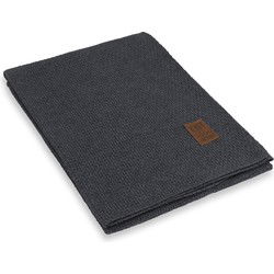 Knit Factory Jesse Gebreid Plaid - Woondeken - Kleed - Antraciet - 160x130 cm