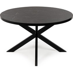 Stalux Ronde eettafel 'Daan' 120cm, kleur zwart / zwart marmer