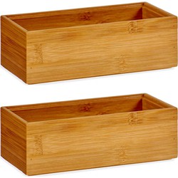 2x Stuks Kast/lade/make-up organizers bamboe hout bakje 15 x 7 x 5 cm - Make-up dozen