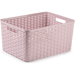 Plasticforte opbergmand/kastmandje - 18 liter - roze - kunststof - 28 x 38 x 19 cm - Opbergmanden