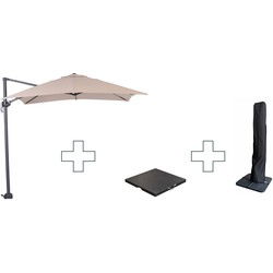 Zweefparasol Hawaii S - met voet en hoes - Ecru - 250 x 250 cm