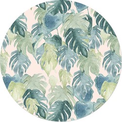 Muurcirkel Watercolor Jungle Blush Leaves