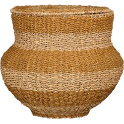 Mica Decorations Tacoma Opbergmand met Deksel - H48 x Ø55 cm - Jute - Geel