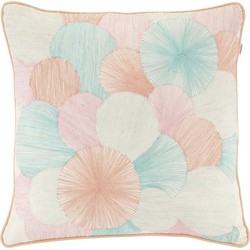 Dutch Decor SONAM - Kussenhoes 45x45 cm - geborduurd patroon  - roze - zalm - oranje -beige - pasteltinten - Dutch Decor