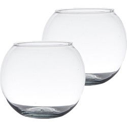 Hakbijl bol vaas/terrarium - 2x - D20 x H15 cm - glas - Vazen