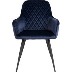 Eetkamerstoel Velvet Blauw - Zithoogte 47cm - Stoel Harbo - Set van 2