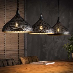 Hanglamp industrieel Aya Trechter 3-lichts zwart bruin