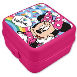 Disney Minnie Mouse broodtrommel/lunchbox voor kinderen - roze - kunststof - 14 x 8 cm - Lunchboxen