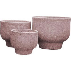 PTMD Bloempot Sanish - 50x50x40 cm - Keramiek - Rood - Set van 3
