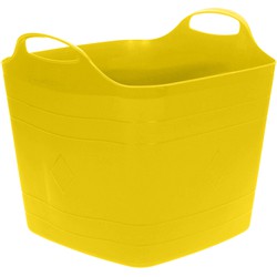 Flexibele emmer - geel - 15 liter - kunststof - vierkant - 30 x 29 cm - Wasmanden
