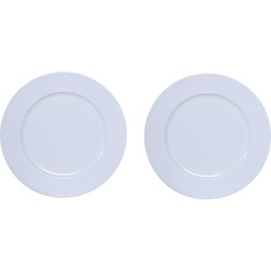 8x Ronde diner/kerstdiner borden/onderborden wit glimmend 33 cm - Onderborden